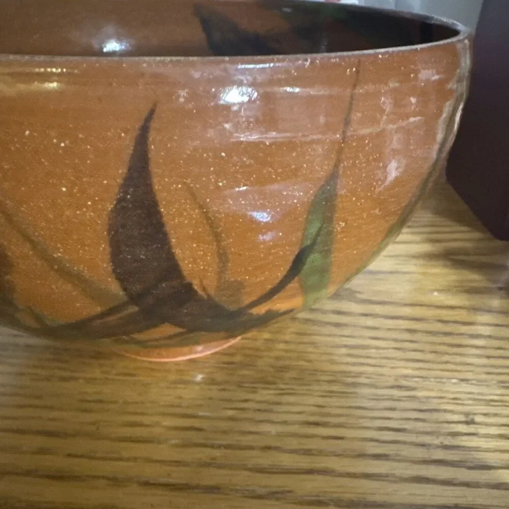 Stephen Rodriguez New Haven CT Signed Studio Stoneware Brown Glossy Serving Bowl